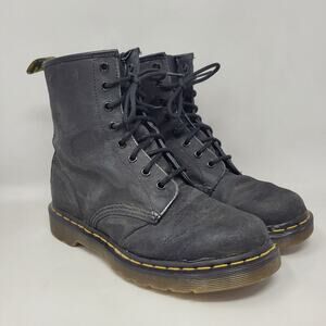 Dr. Martens Boots Womens 8 Black Nubuck 1460W Combat Grunge Chunky Punk Goth Y2K